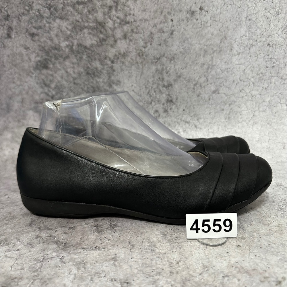 Cliffs by White Mountain Clara Flats Women 7.5 Black Ballet Pleated Toe Comfort